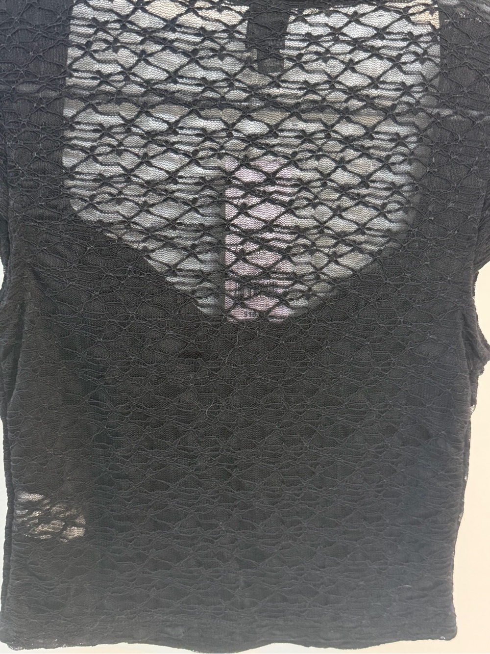 Wild Fable Black Lace Crop Top XS Scoop Neck Sheer Y2K Fitted NWT - Picture 6 of 6